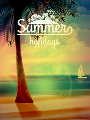 Sunset on the beach of sea.