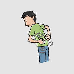 Man with back pain cartoon