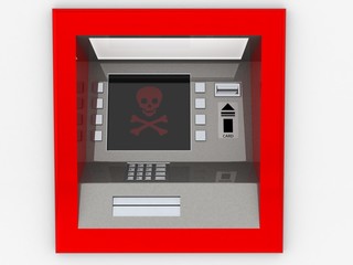 View of ATM in an isolated white background