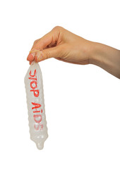 Condom in female hand