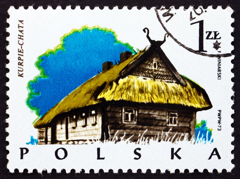 Postage stamp Poland 1974 Cottage, Kurpie