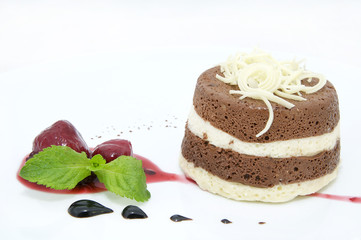 creamy chocolate desserts and ice cream on a white background