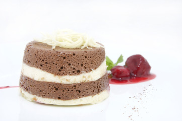 creamy chocolate desserts and ice cream on a white background