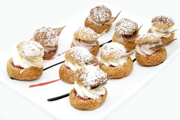 creamy chocolate desserts and ice cream on a white background