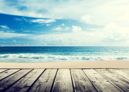 Tropical Beach And Wooden Platform