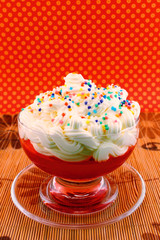 Cream and strawberry jelly