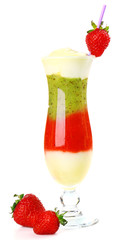 Delicious fruit smoothie isolated on white