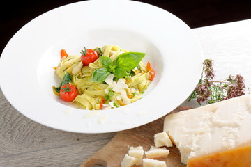 Mediterranean pasta with vegetables and cheese