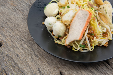 wheat noodles on white background
