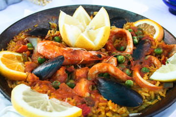 Seafood paella