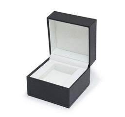 Open black gift box isolated on white