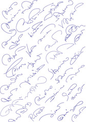 Collection of fictitious contract signatures. Autograph illustra