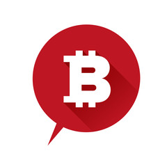 Bitcoin icon speech bubble red