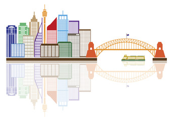 Sydney Australia Skyline Color Vector Illustration