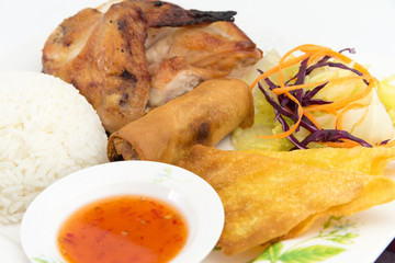 BBQ chicken with steam rice