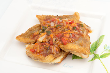 Fish Fillet with three flavor spicy sauce