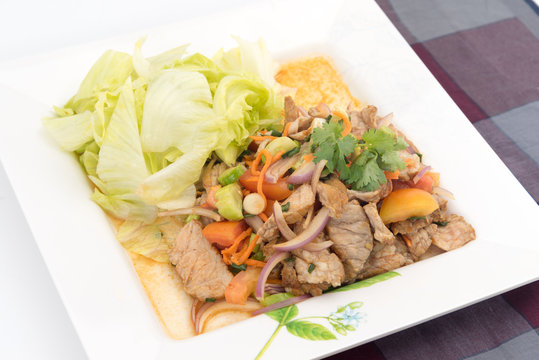 Beef Salad with juicy dressing, thai call "Yum Neua"