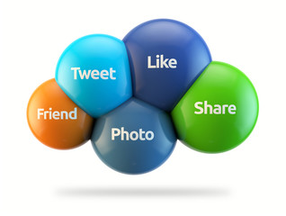 social media cloud - like, tweet, share, photo, friend