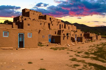 Adobe Houses in the Pueblo of Taos, New Mexico, USA.
