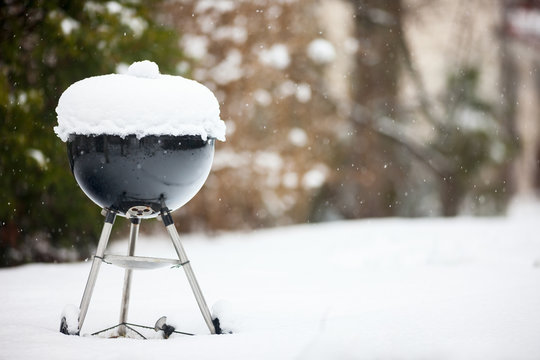 Barbeque Grill Covered With Snow