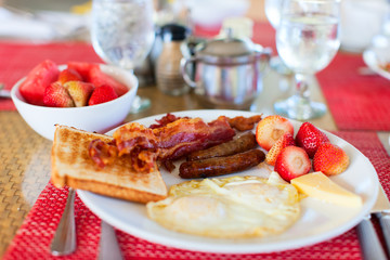 Breakfast with fried eggs