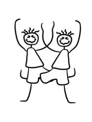 2 Lustige Tanzende Verrückte Freunde Team