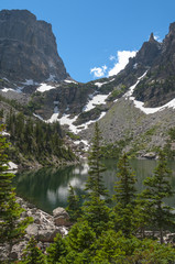 Fototapeta na wymiar Emerald Lake with Hallett Peak,Flattop Mountain and Tyndall Glac