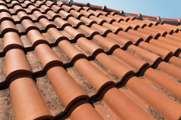 Closeup of roof tiles