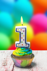 Cupcake with number one