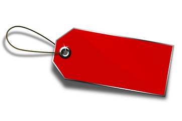 Red Tag on White Background
