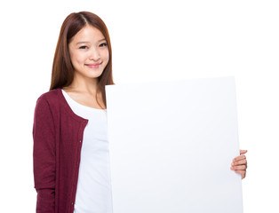 Woman hold blank board