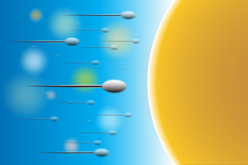 sperm and egg in colorful background