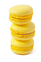 Tasty colorful macaroon isolated on white background