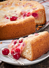Homemade Pie with cherries and cream