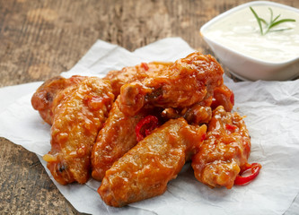 fried chicken wings with sweet chili sauce
