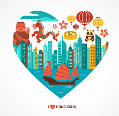 Hong Kong love background and vector illustration