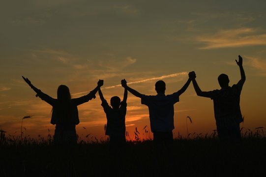 Family in field