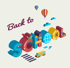 Fototapeta na wymiar Back to school - text with icons. Vector concept