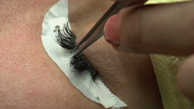 Gluing Artificial Eyelashes