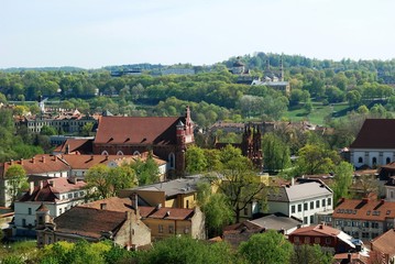 Fototapeta na wymiar Vilnius city view from Gediminas castle.