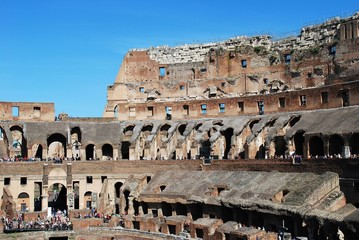 Fototapeta na wymiar Colosseum was built in the first century in Rome city.