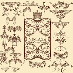 Collection of vector vintage decorative elements and flourishes