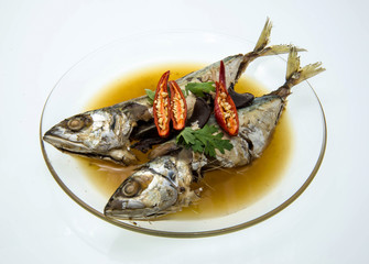 Stewed mackerel fish in salty soup,Thailand