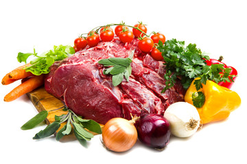 huge red meat chunk with vegetables