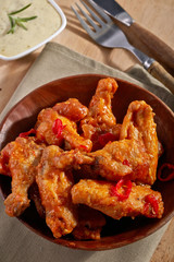 fried chicken wings with sweet chili sauce