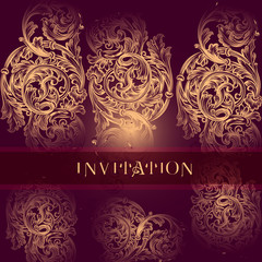 Luxury vector invitation with swirl ornament