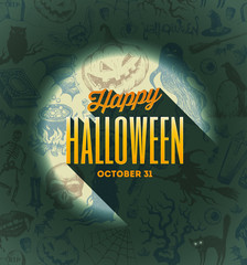 Halloween type design on a hand drawn background