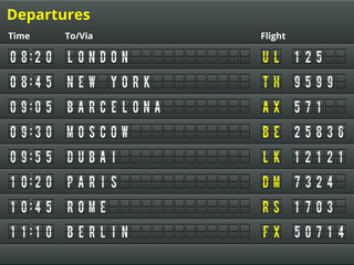 Airport departures table.