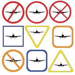 Different traffic signs on the plane. raster