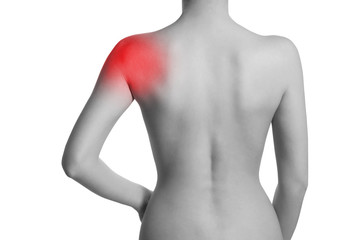 Naklejka premium Woman with shoulder pain